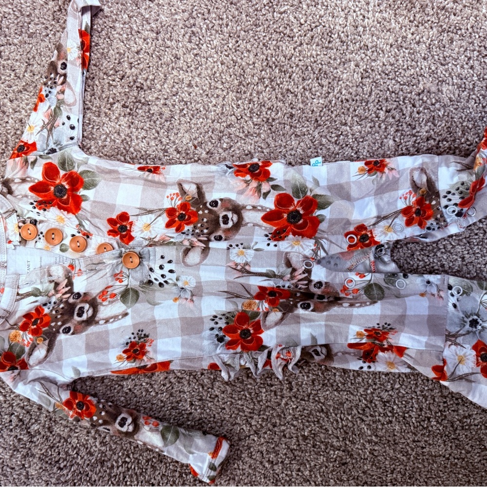 Posh Peanut Floral and Reindeer Print Jumpsuit